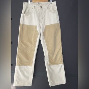 Rudy Jude Utility Jeans, Color block Ivory/Sand, sz 3 (US women’s 4/6)
